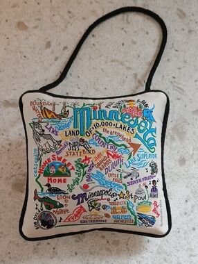 Catstudio Hand Embroiderd Minnesota Mini Pillow  Ornament/Hanging Pillow 4"